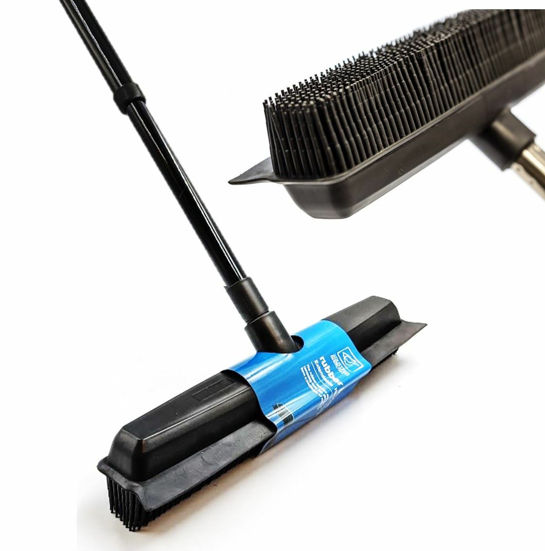 Rubber Broom Indoor Rubber Bristle Soft Sweeping Brush with Extending