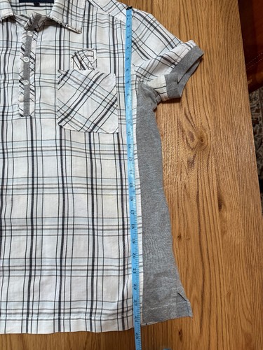 French Connection Mens White Cotton Short Sleeve Half Button-Down Shirt Medium - Picture 4 of 8