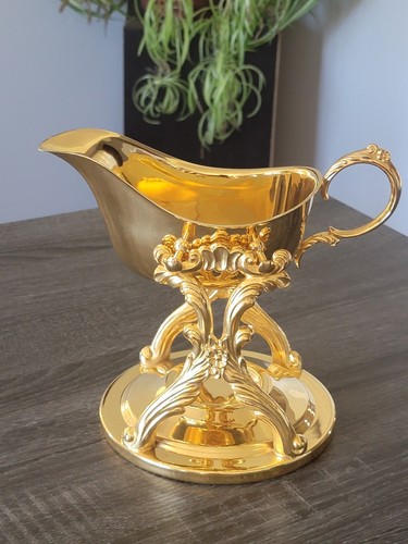 VALERIO 24K EP Candle Gravy Dish And Warmer. Gold Vintage Retro - Picture 2 of 21