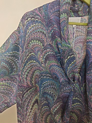 Einhundert Sterne marmoriert indigo Rachel Bluse Top Größe Small/Medium Wasserfallausschnitt - Bild 7 von 15