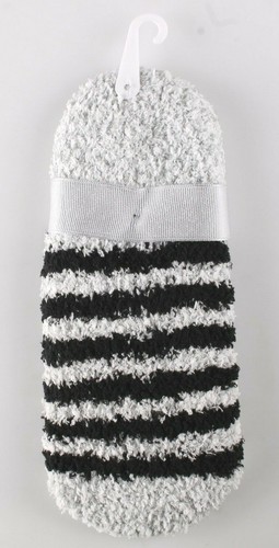 Charter Club Women's Colorblocked Gray Black Striped Fuzzy Cozy Socks NEW w Tag - Picture 3 of 3