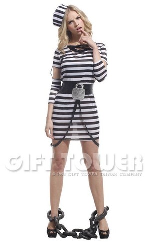 Disfraz de Halloween de prisionero sexy para mujer talla única (se adapta a XS, S, M) - Imagen 1 de 3