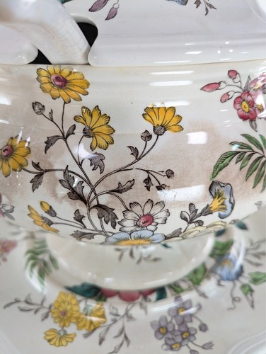 Copeland Spode Gainsborough Floral Soup Tureen w/ Lid, Underplate, Ladle VTG - Picture 3 of 24