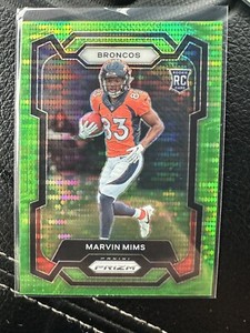 2023 Panini Prizm Green Pulsar #327 Marvin Mims RC - Denver Broncos