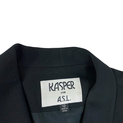 Kasper Blazer Women 12 Black Classic Minimalist Work Basic Office Capsule Jacket - Picture 5 of 13