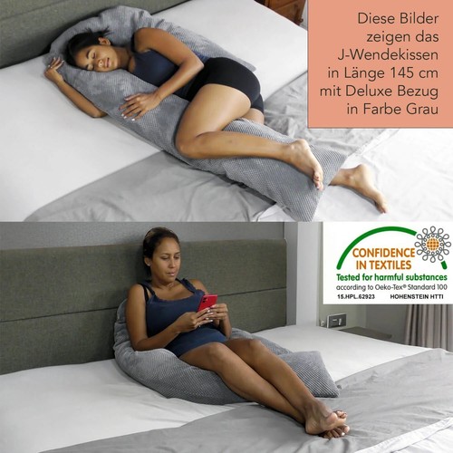 Traumreiter J-Förmig Seitenschläferkissen mit Memory Foam & Bezug Velour Deluxe - Bild 4 von 32