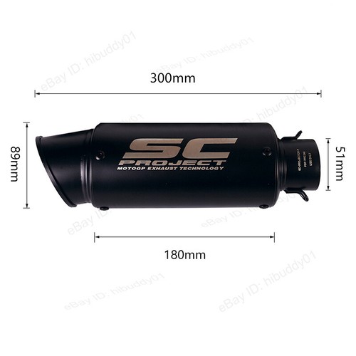 For Yamaha YZF R3 R25 MT-03 Exhaust Pipe Mid Link Pipe Slip On 51mm Muffler Tips - Picture 4 of 9