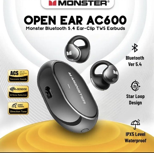 Monster EarClip Bluetooth 5.4 TWS Earbuds Stereo HD AI Noise Canceling Wireless - Picture 5 of 16