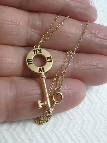 Tiffany & Co 18K Rose Gold Atlas Diamond Key Pendant Necklace - Picture 18 of 23