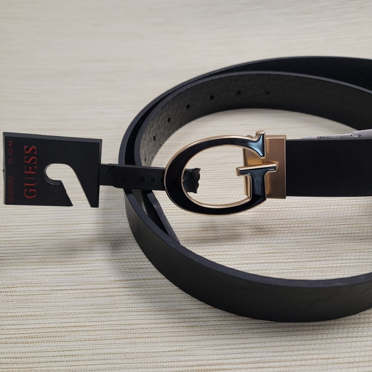 GUESS ロゴ リバーシブル ベルト Guess Men's Iconic Guess Logo Reversible Belt Black Size-XL