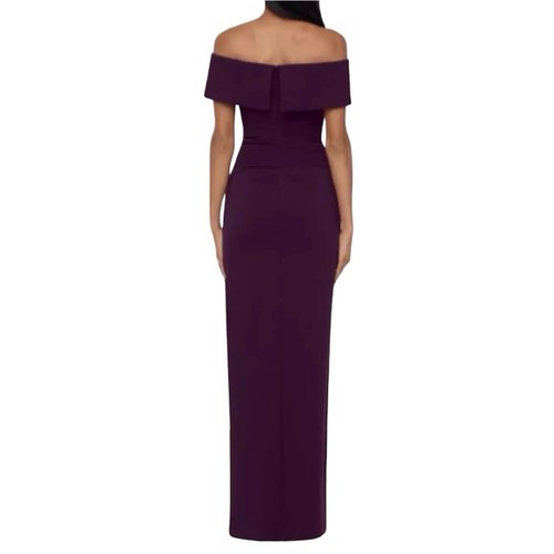 XSCAPE Off The Shoulder Maxi Gown Evening Dress Size 4 Side Slit Bodycon Crepe - Picture 3 of 4
