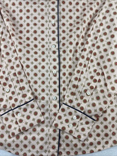 J Crew Long Sleeve Blouse Round Collar Peach Design Women's Size 10 - Picture 2 of 11