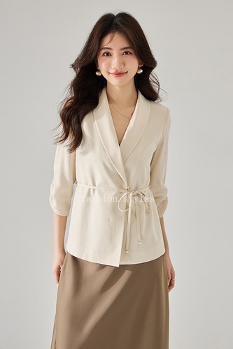 Nuevo Mujeres Un Botón Calce Ajustado Ligero Protector Solar Chaqueta Informal Traje Corto Top - Imagen 17 de 28
