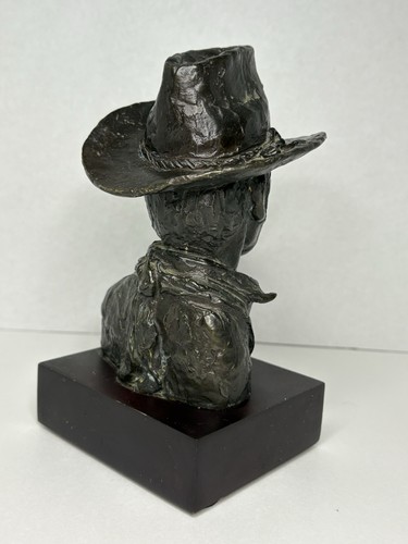 Vintage Frederick Remington 8" Bronze Western Cowboy Kalvarienberg Büste auf Holzmontierung - Bild 3 von 8