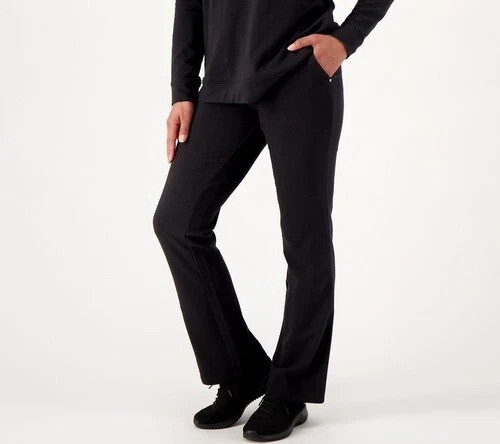 Sport Savvy Petite French Terry Bootcut Hose breiter Bund schwarz 5X neu - Bild 1 von 1