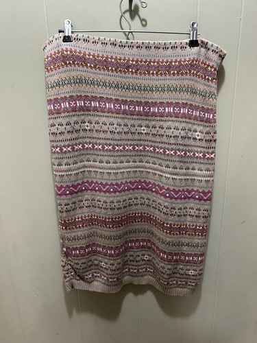 Ralph Lauren Geo-Motif Linen Blend Skirt Southwestern Gray Pink Stripes EUC Lrg - Picture 4 of 6