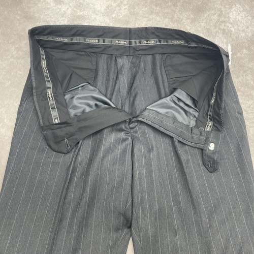 Jos A Bank Signature Mens 38x39 No Hem Dark Gray Pinstripe Dress Pants Pleated - Picture 5 of 8
