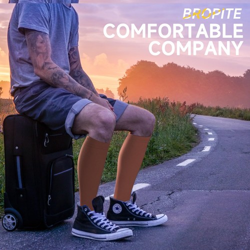 Bropite Open Toe Compression Socks Men Women 3 Pairs 15-20mmHg Knee High - Picture 8 of 8