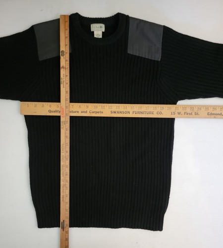 Suéter Militar LL Bean Negro Lana Merino Comando Táctico Codo Parche Para Hombre L - Imagen 4 de 6