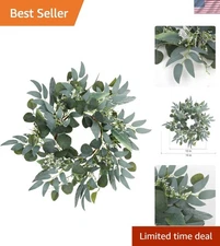 Elegant 15-Inch Eucalyptus Wreath with White Flowers – Versatile Decor