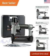 Versatile Pneumatic Nail Gun: 2 in 1 Brad Nailer & Stapler with 1000 Fasteners