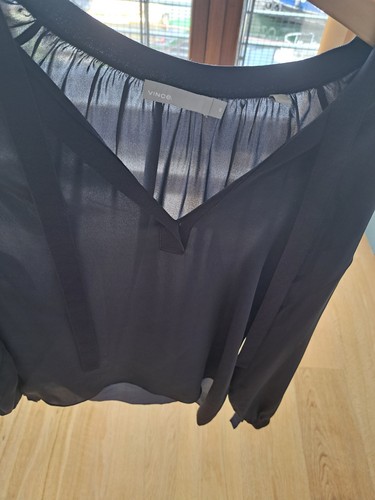 Vince Silk Blouse Women Dark Blue XS - Picture 2 of 11