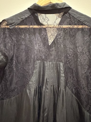 ROBBI & NIKKI Blouse Black Long Blouse 100%silk Lace Fit Small Medium - Picture 10 of 17