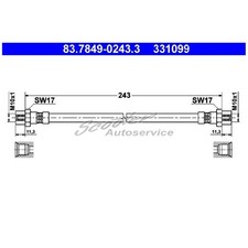2x Bremsschlauch hinten für VW EOS 1F7 Scirocco 137 3 | 199093