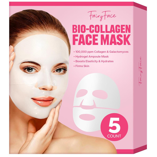 Bio-Collagen Face Mask (5 Count), Deep Collagen Anti-Wrinkle Lifting Mask,... - Picture 1 of 7