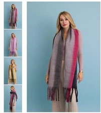 Oversized Ombre Blanket Scarf – Colorful Fringe Wrap