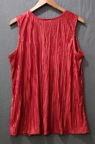 Blusa Top Susan Graver Brillante Fluida Sin Mangas Ropa de Vacaciones/Trabajo Talla Mediana - Imagen 2 de 7