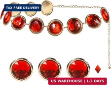 Red Gem Waist Belt - PUWUTO Anime Cosplay Stone Chain Western Belt, Adjustable H