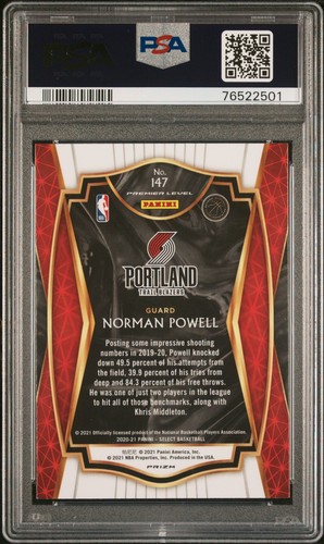 2020 Select Norman Powell Premier Level Zebra Prizm PSA 9 - Picture 2 of 2