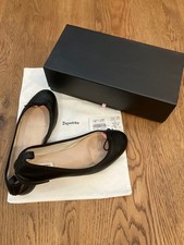 Rare Repetto Black Leather Ballet Flats with Ankle Strap Size 37.5EU/7.5US Auth