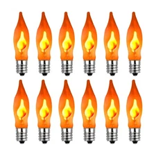 Halloween Flicker Flame C7 Orange Flickering Bulbs, 12 Pack 1W E12