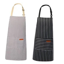2 Pack Kitchen Aprons, Apron for Restaurant with Adjustable Neck Strap, 2 