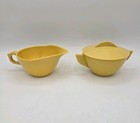 Vintage Mid Century Gold Colored Melamine Plastic Creamer and Sugar Bowl MCM