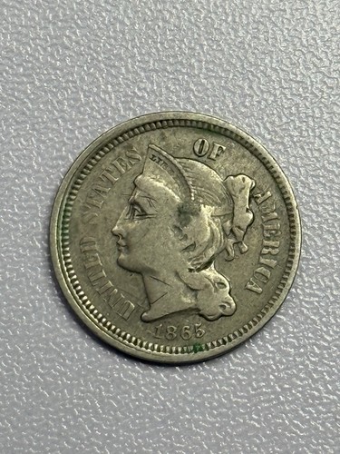 1865 3 Cent Copper Nickel Counterstamp VBP - Picture 3 of 4