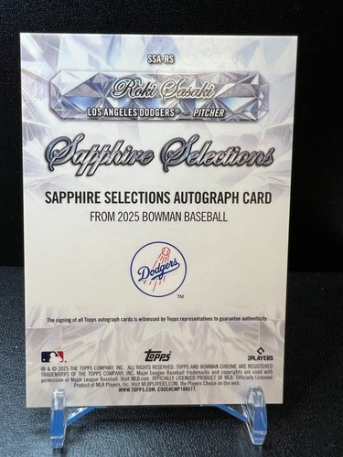 2025 Bowman Roki Sasaki Sapphire Selections RC Auto - Dodgers - Bild 2 von 2