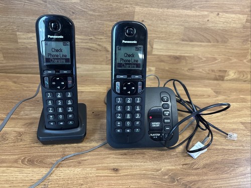 Panasonic KX-TGC220E Double Dual Phone Set Answer Machine Cordless Handset Black