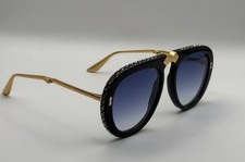 Women Gucci GG0307S Foldable Aviator Black Frame with Blue Gradient Lenses NWT
