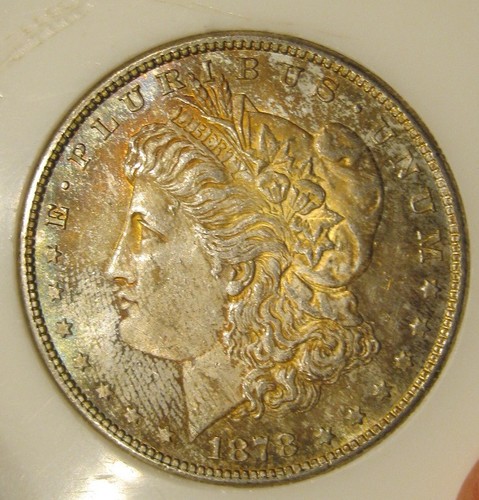 1878 S Morgan Silver Dollar - BU, Colorful toning obv, reflective fields, 5131 - Picture 2 of 6