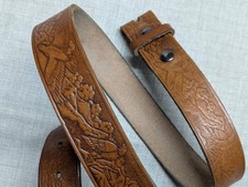 vintage TOOLED buckle belt EAGLE handcrafted 38 brown WESTERN cowboy AMERICA