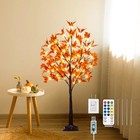 4FT 60LED Lighted Maple Tree - Thanksgiving Decor Artificial Fall Tree with 6...