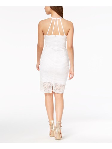 GUESS Womens White Illusion Sleeveless Knee Length Evening Sheath Dress 2 - Picture 4 of 6