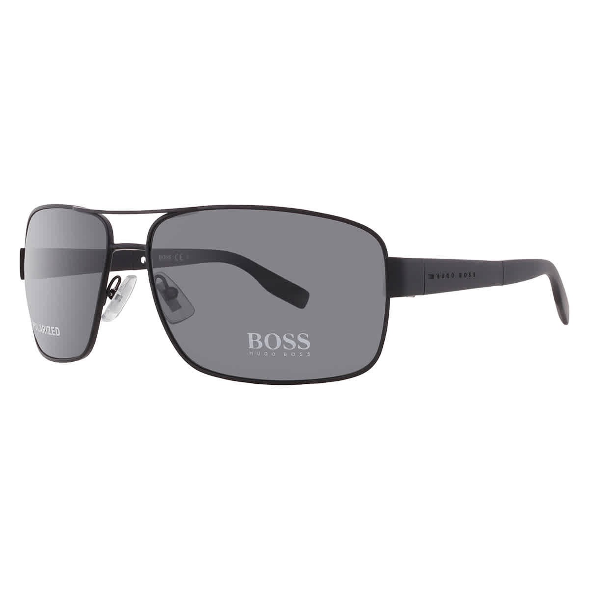 Hugo Boss Polarized Grey Rectangular Men's Sunglasses BOSS 0521/S 0003/AH 64