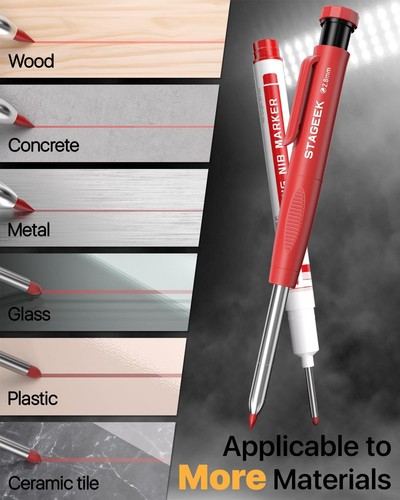 STAGEEK 2PZS Matite da Falegname con Affilatutto, Utensili per Lavorazione del Legno Resistenti,... - Foto 3 di 7