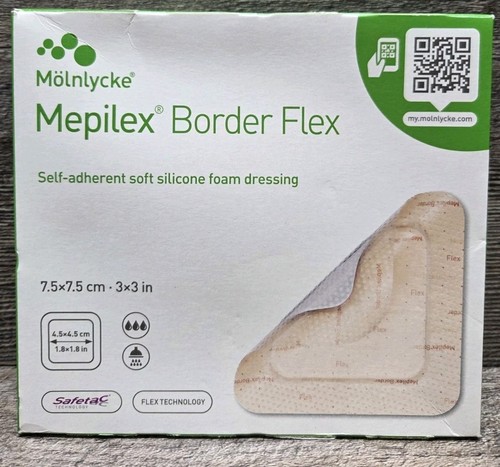 Molnylcke Mepilex Border Flex Adhesive Dressing 4"x4", New Sealed Box Of 5 - Picture 1 of 7