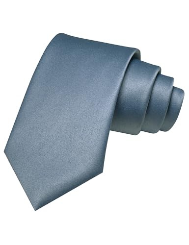 Solid Color Tie Mens Necktie for Business and Wedding Grey - Picture 1 of 6