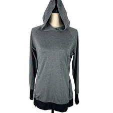 Layer 8 Athletic Pullover Quick Dry Hoodie Gray Black Zippers Womens Sz Large